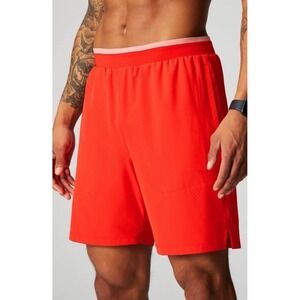 Fabletics Men's Medium The Fundamental 7" Lined‎ Short II  Fire Glow Perforated